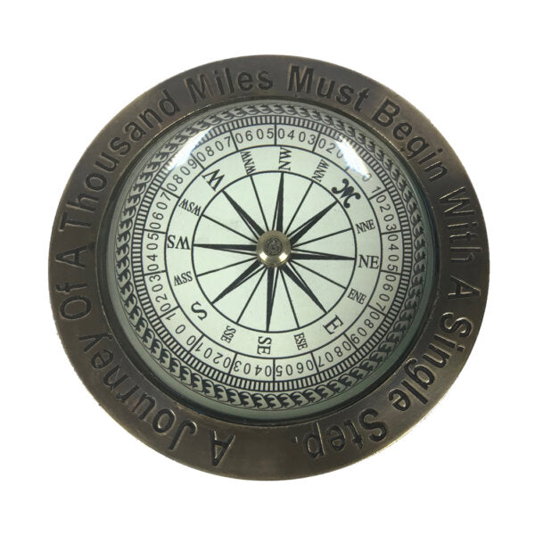 Solid Antiqued Brass Nautical Paperweight Compass