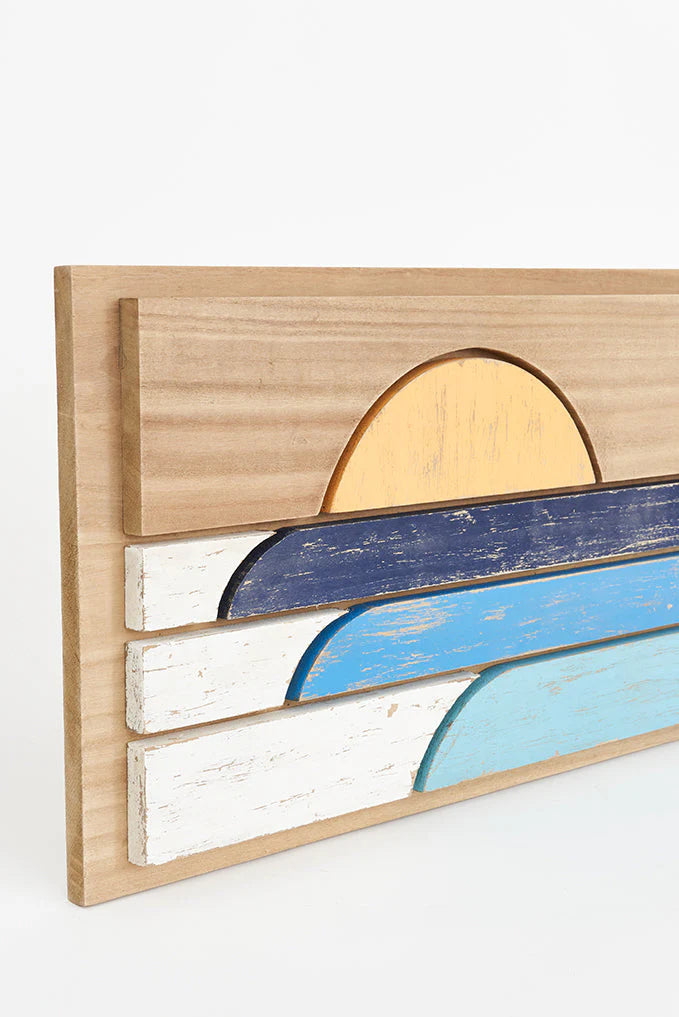 Carved sunset picture on wood