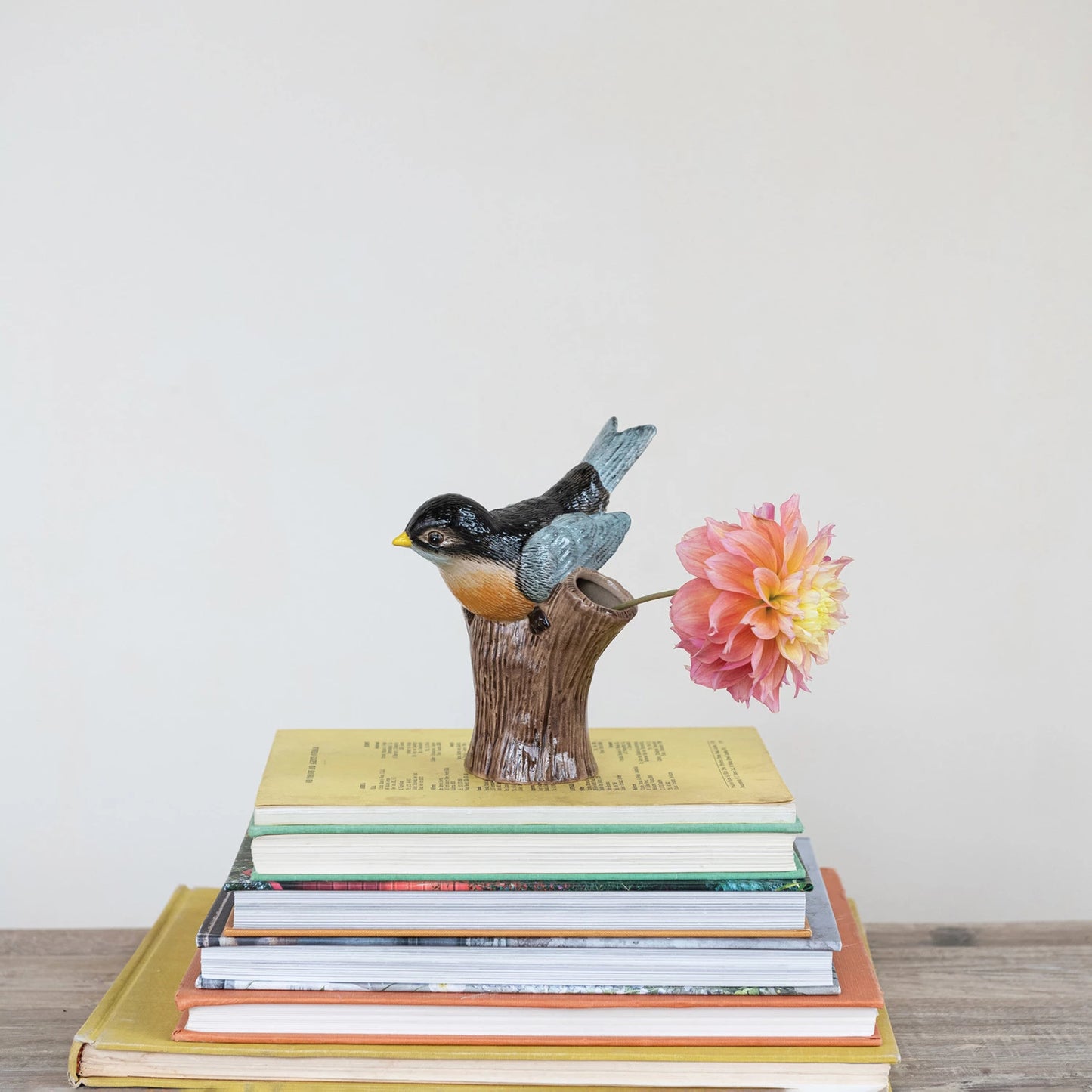 Hand painted bird vase