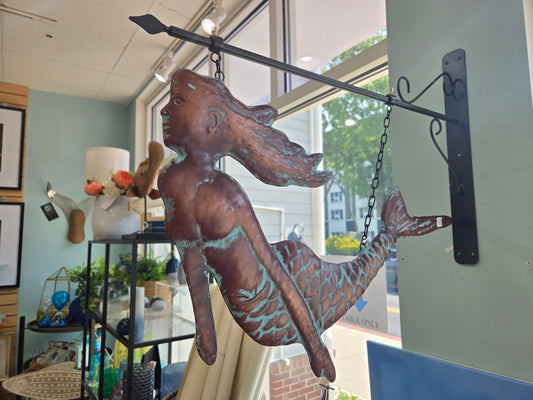 Patina Copper Mermaid Sign