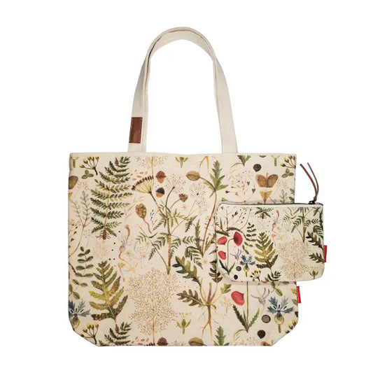 Tote Bag Canvas  -Greens and Flowers