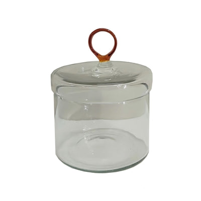 Small Glass Canister With Amber Handle