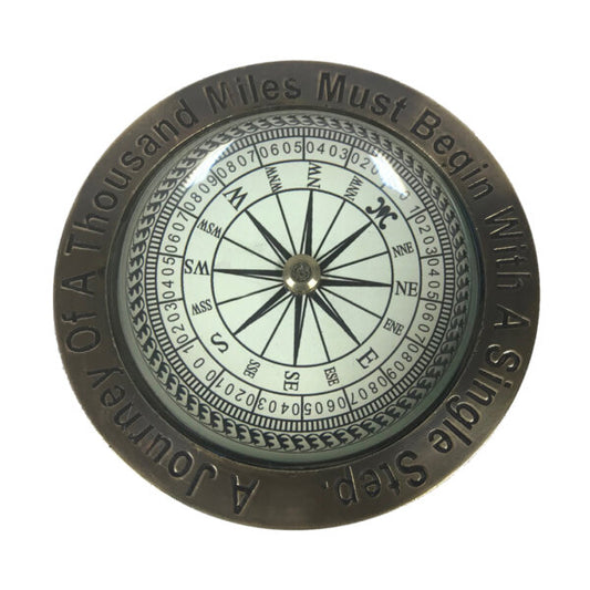 Solid Antiqued Brass Nautical Paperweight Compass
