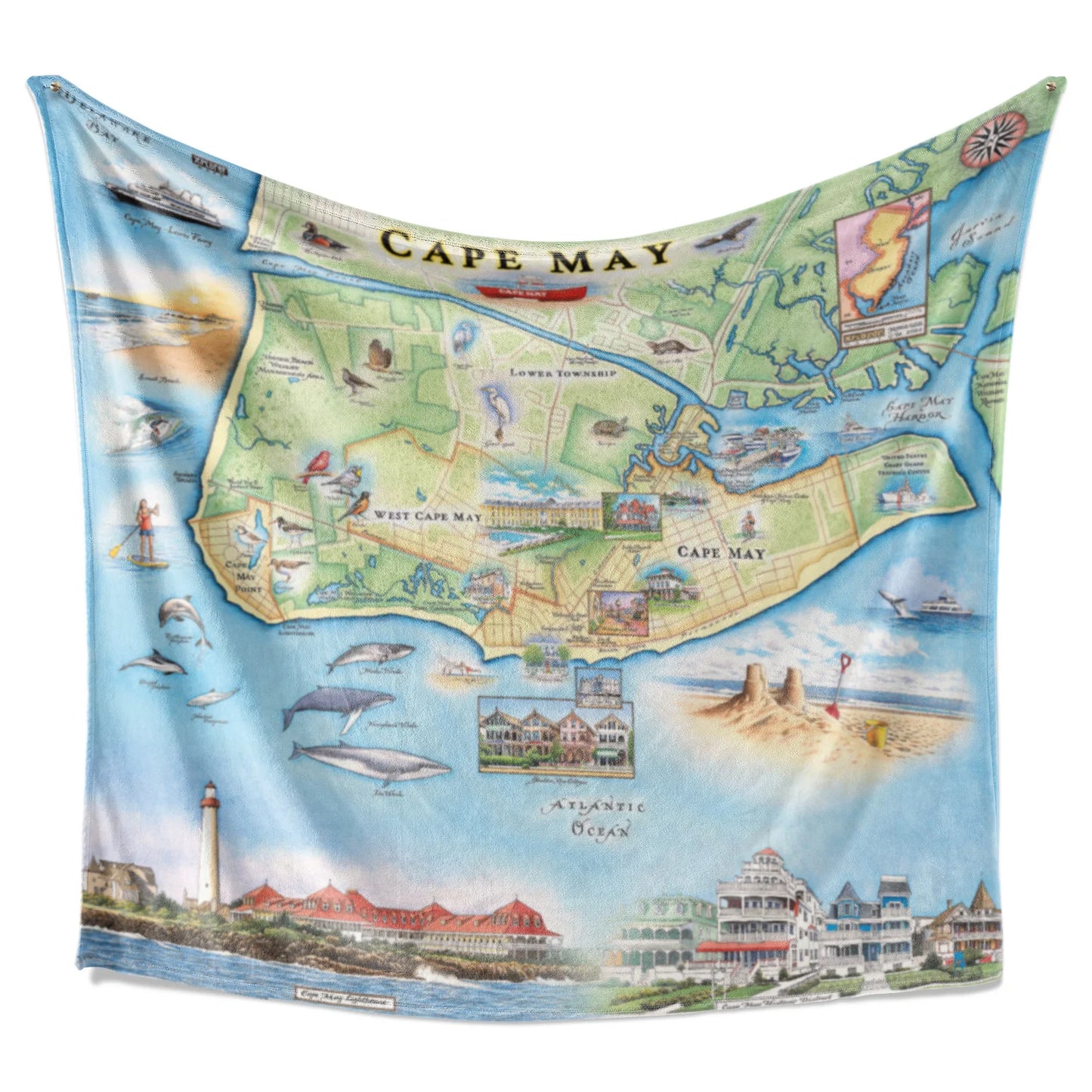 Cape May map fleece blanket