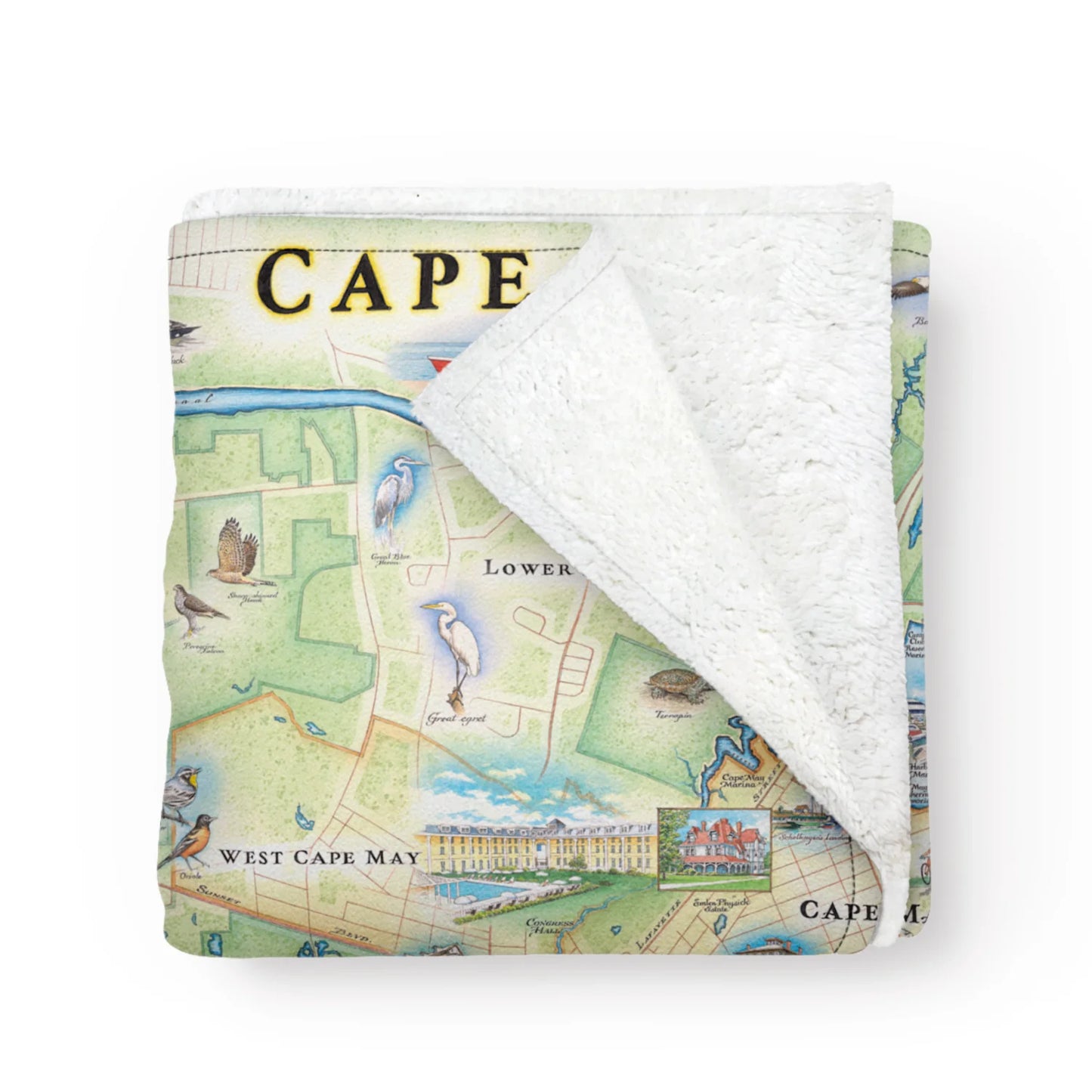 Cape May map fleece blanket