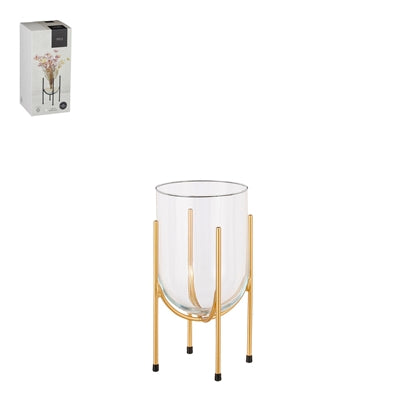 Jamey Glass Vase on Gold Stand