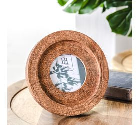 Round wood photo frame