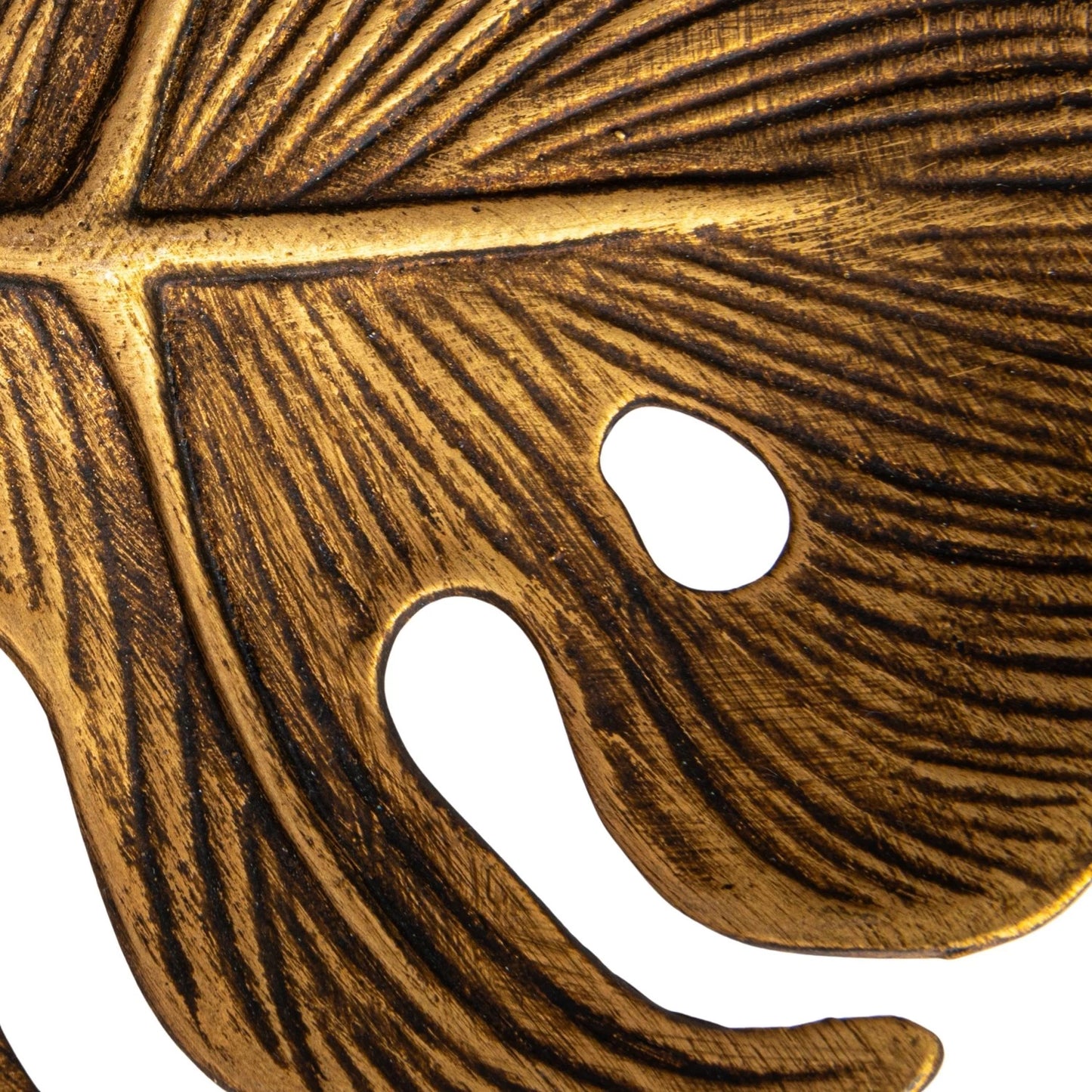 Decorative Pewter Monstera Leaf, Antique Gold Finish