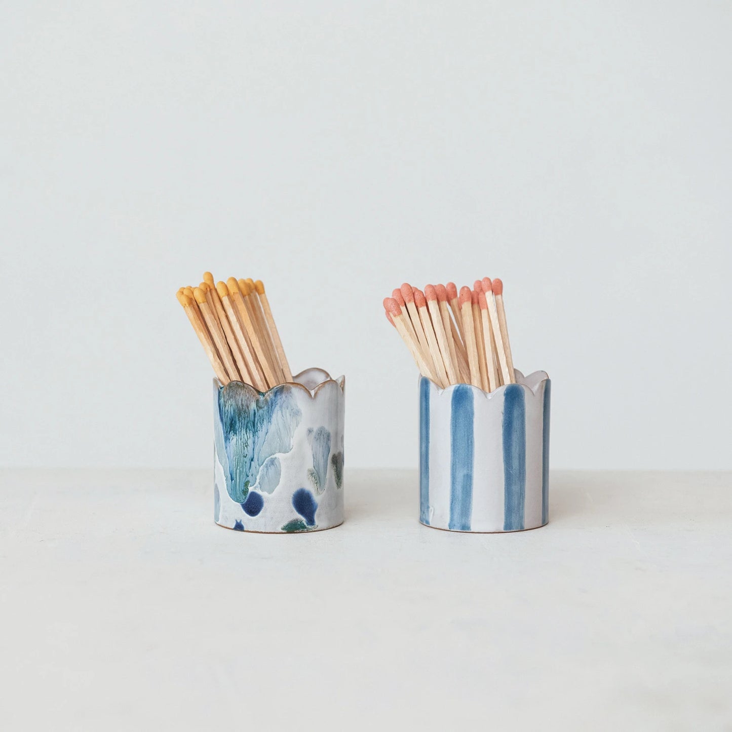 Stoneware Matchstick Holder w/ Striker, 2 Styles