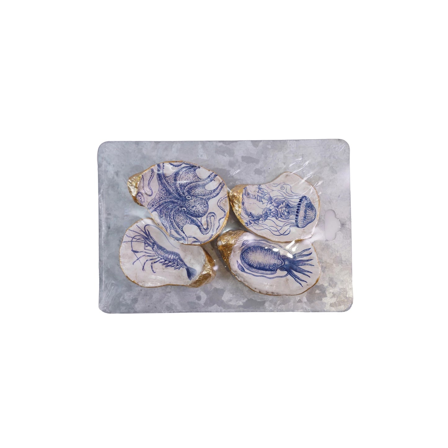 Set of 4 Artisan Oyster Shell Magnets - 2 Styles