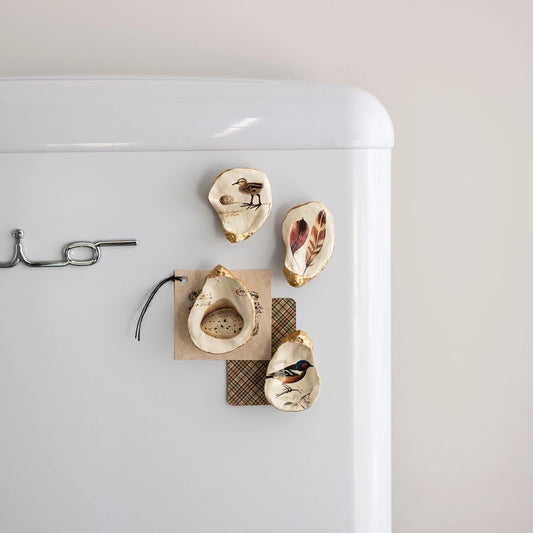 Set of 4 Artisan Oyster Shell Magnets - 2 Styles