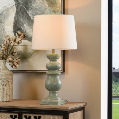 Cibali Blue Table Lamp with Linen Hardback Shade
