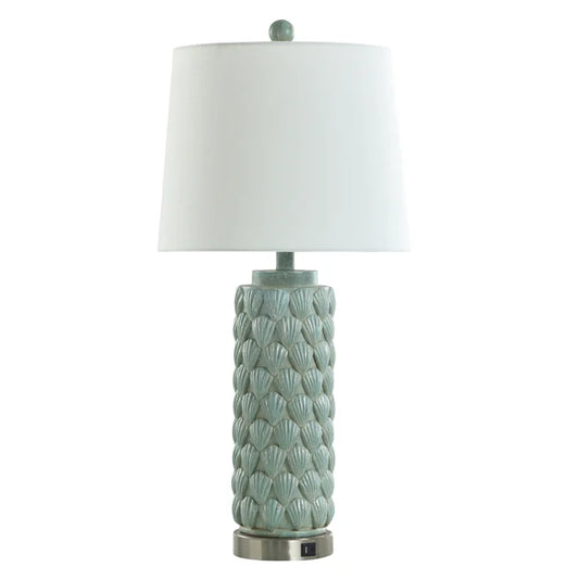 Cibali Blue Shell Cast Resin Table Lamp