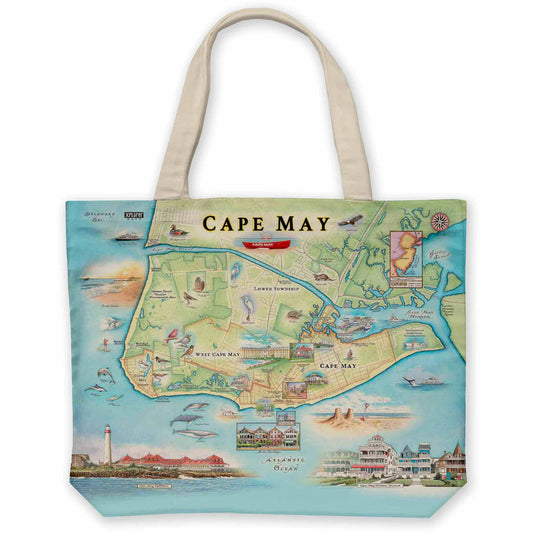 Cape May map tote bag
