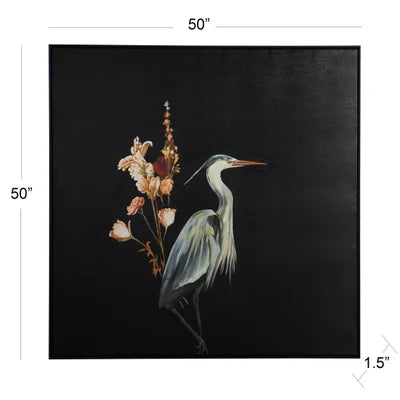 Heron Canvas Wall Art 50x50